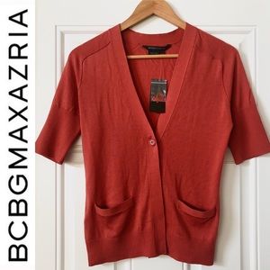 BCBGMAXAZRIA Silk Pomegranate Cardigan